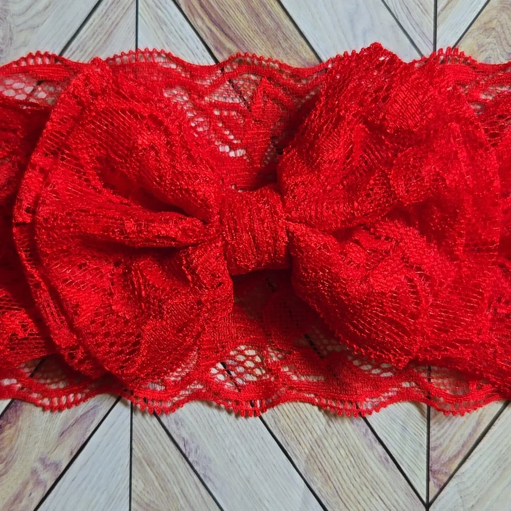 Baby Girls Lace Bow Headbands Set Soft Elastic Wide Hairbands Infants & Toddler